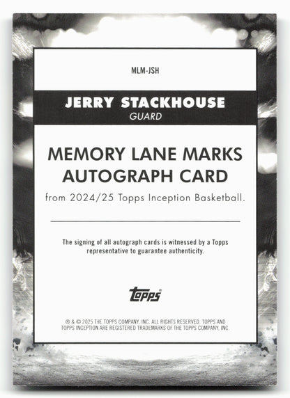 2024-25 Topps Inception #MLM- JSH Jerry Stackhouse Memory Lane 36/99
