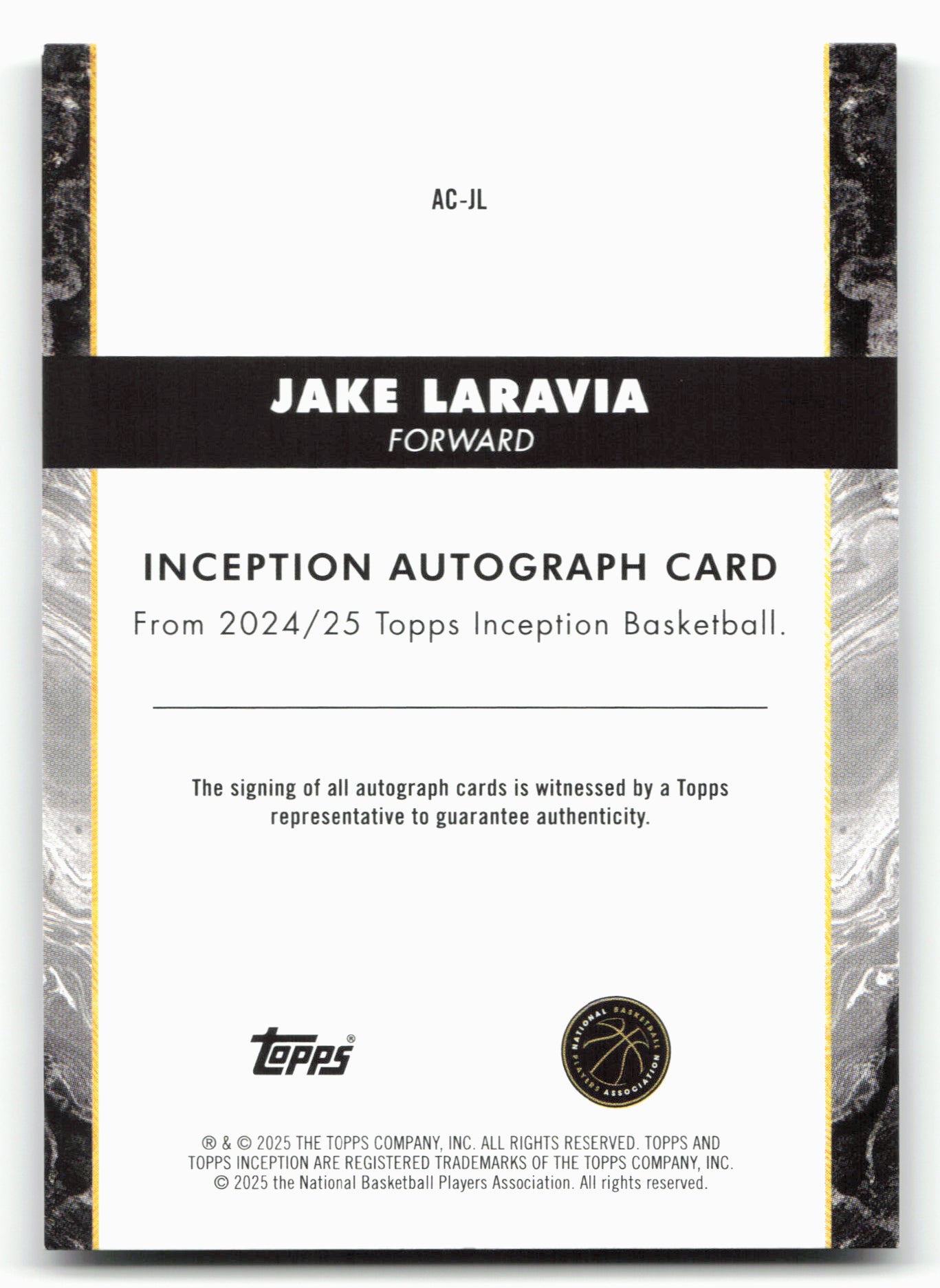 2024-25 Topps Inception AC-JL Jake Laravia Autograph Card