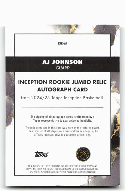 2024-25 Topps Inception RJR-AJ AJ Johnson Rookie Jumbo