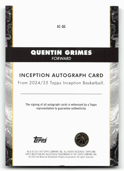 2024-25 Topps Inception AC-QC Quentin Grimes Autograph Card