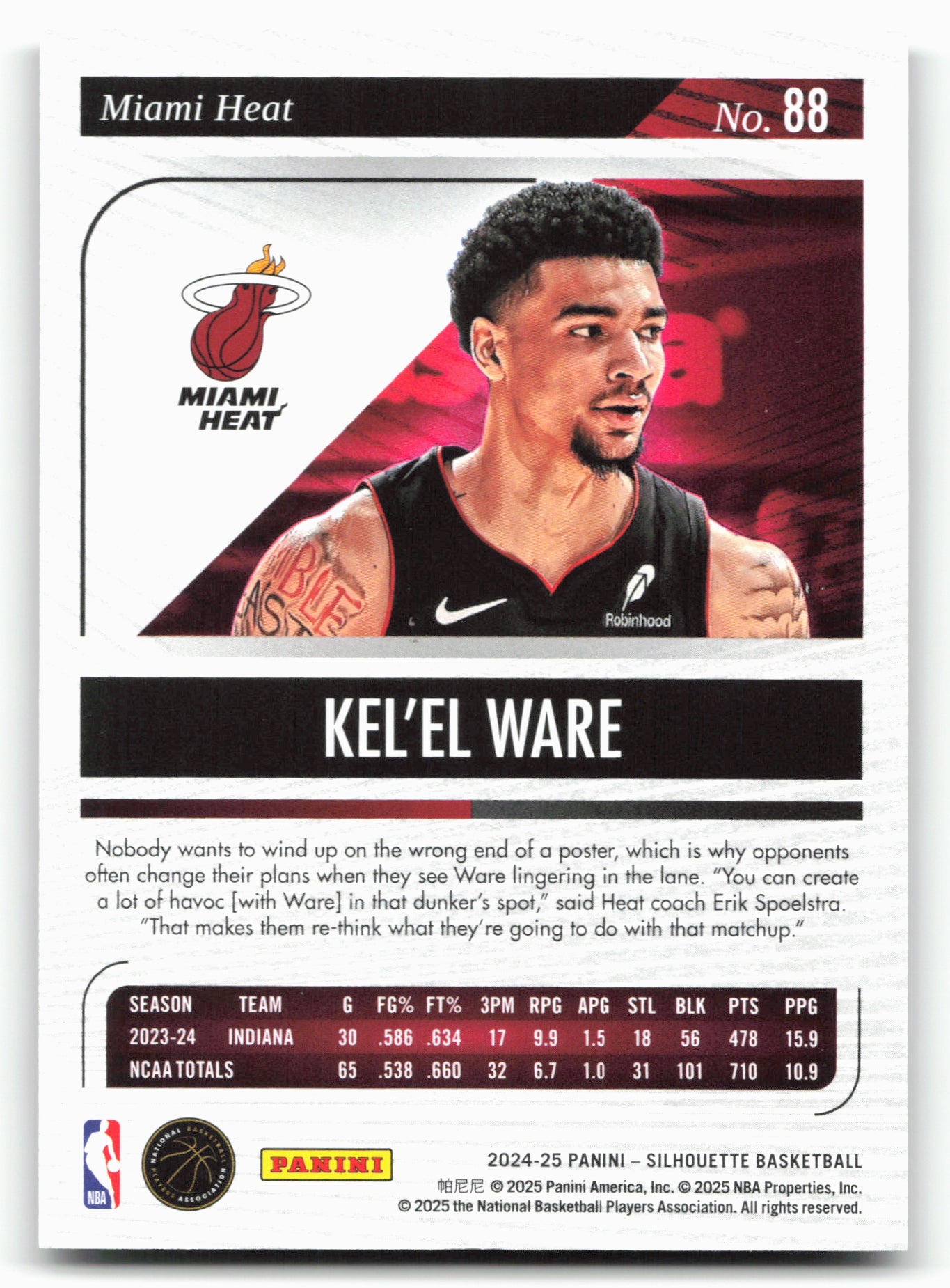 2024-25 Panini Silhouette #88 Kel'el Ware