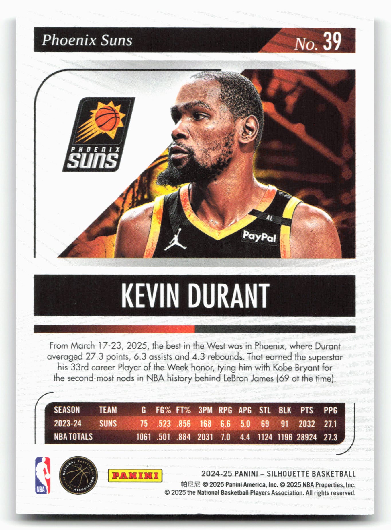 2024-25 Panini Silhouette #39 Kevin Durant Purple 073/125