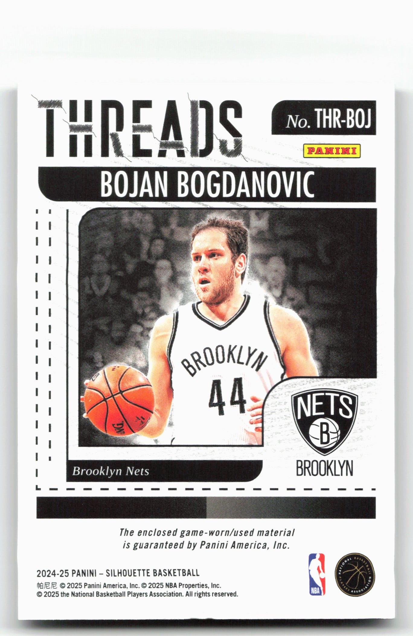2024-25 Panini Silhouette #THR-BOJ Bojan Bogdanovic Threads