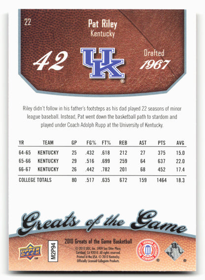 2009-10 Upper Deck Greats of the Game #22 Pat Riley