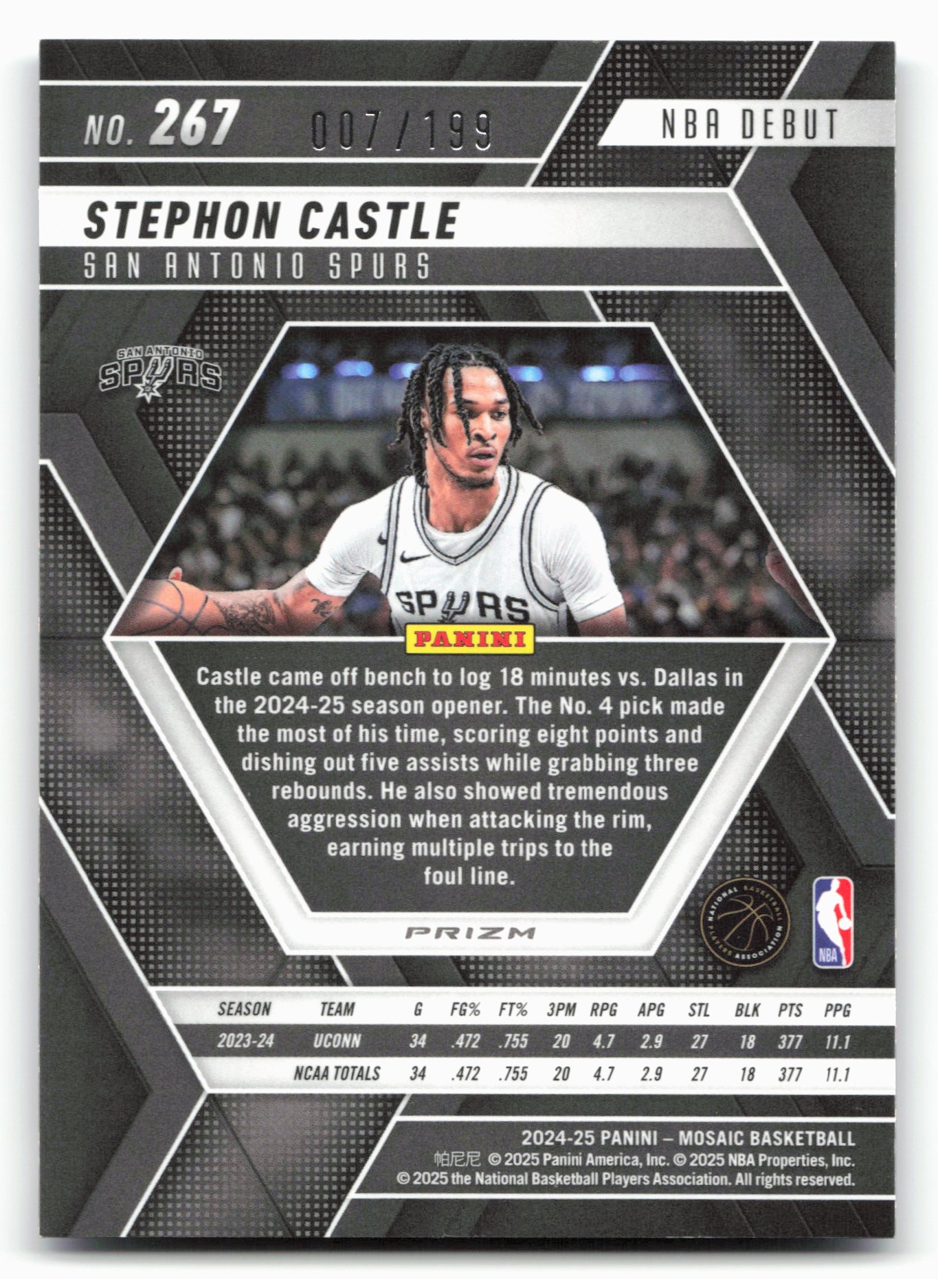 2024-25 Panini Mosaic #267 Stephon Castle Blue Mosaic #/199