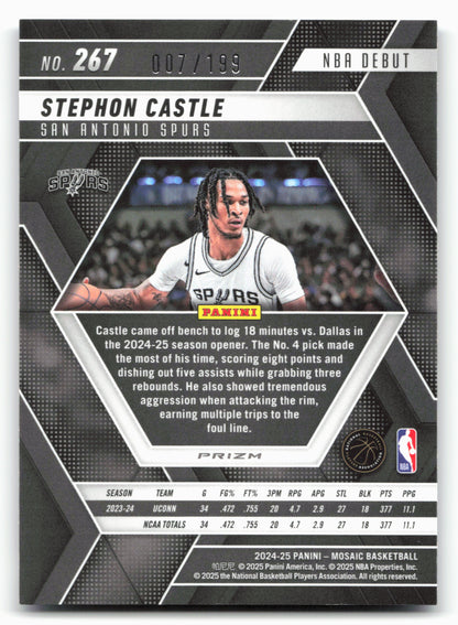 2024-25 Panini Mosaic #267 Stephon Castle Blue Mosaic #/199