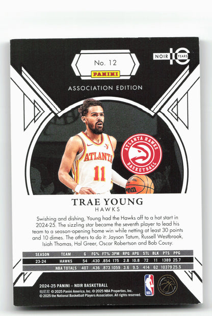 2024-25 Panini Noir #12 Trae Young Holo Ruby #/25