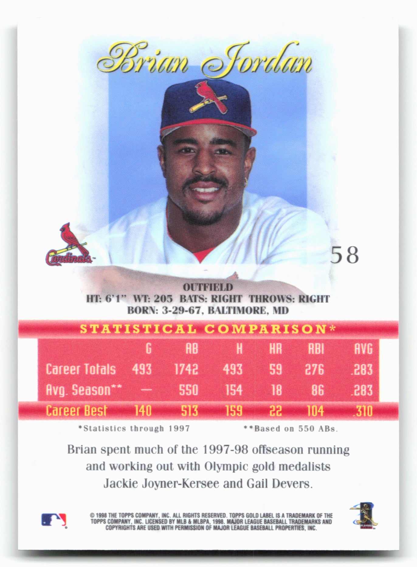 1998 Topps Gold Label #58 Brian Jordan