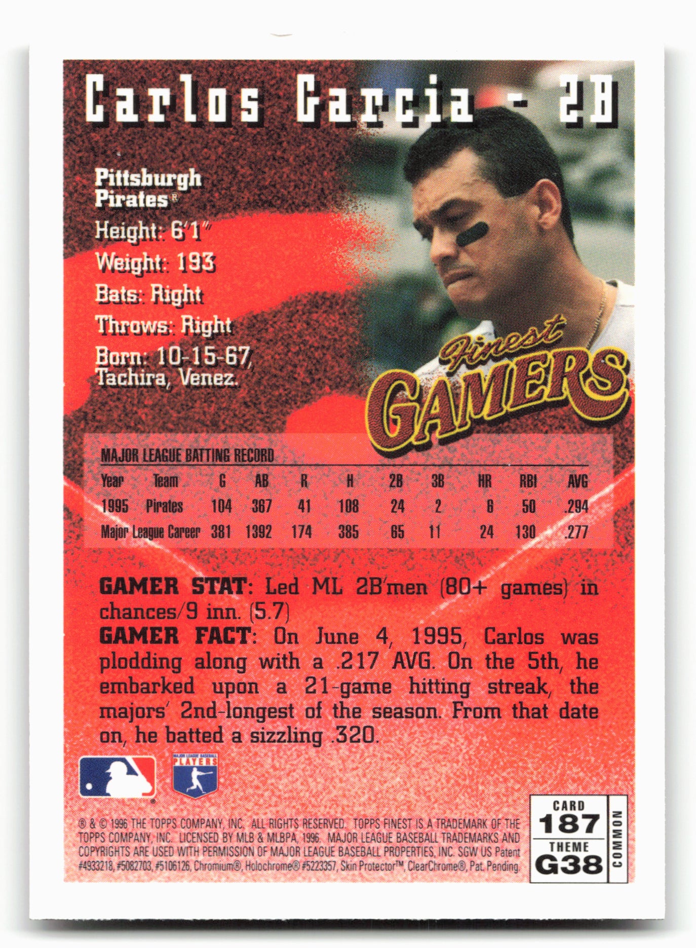 1996 Finest #187 Carlos Garcia