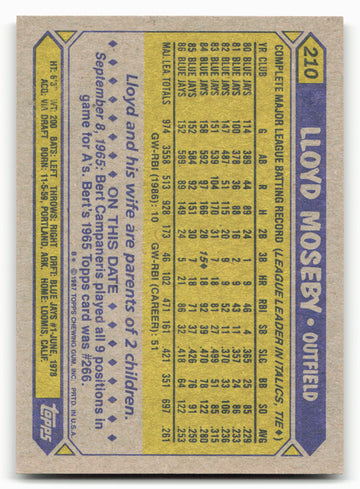1987 Topps #210 Lloyd Moseby