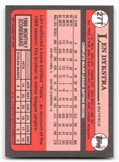 1989 Topps Traded #27T Len Dykstra