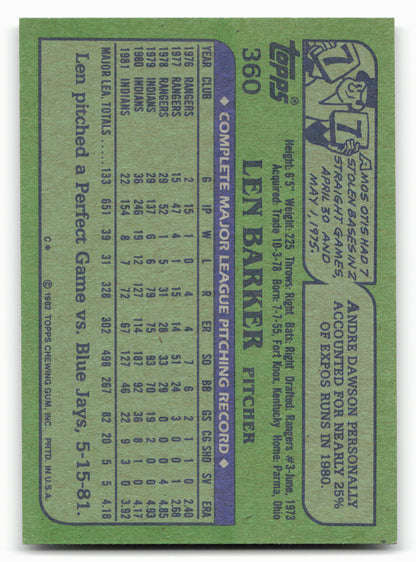 1982 Topps #360 Len Barker