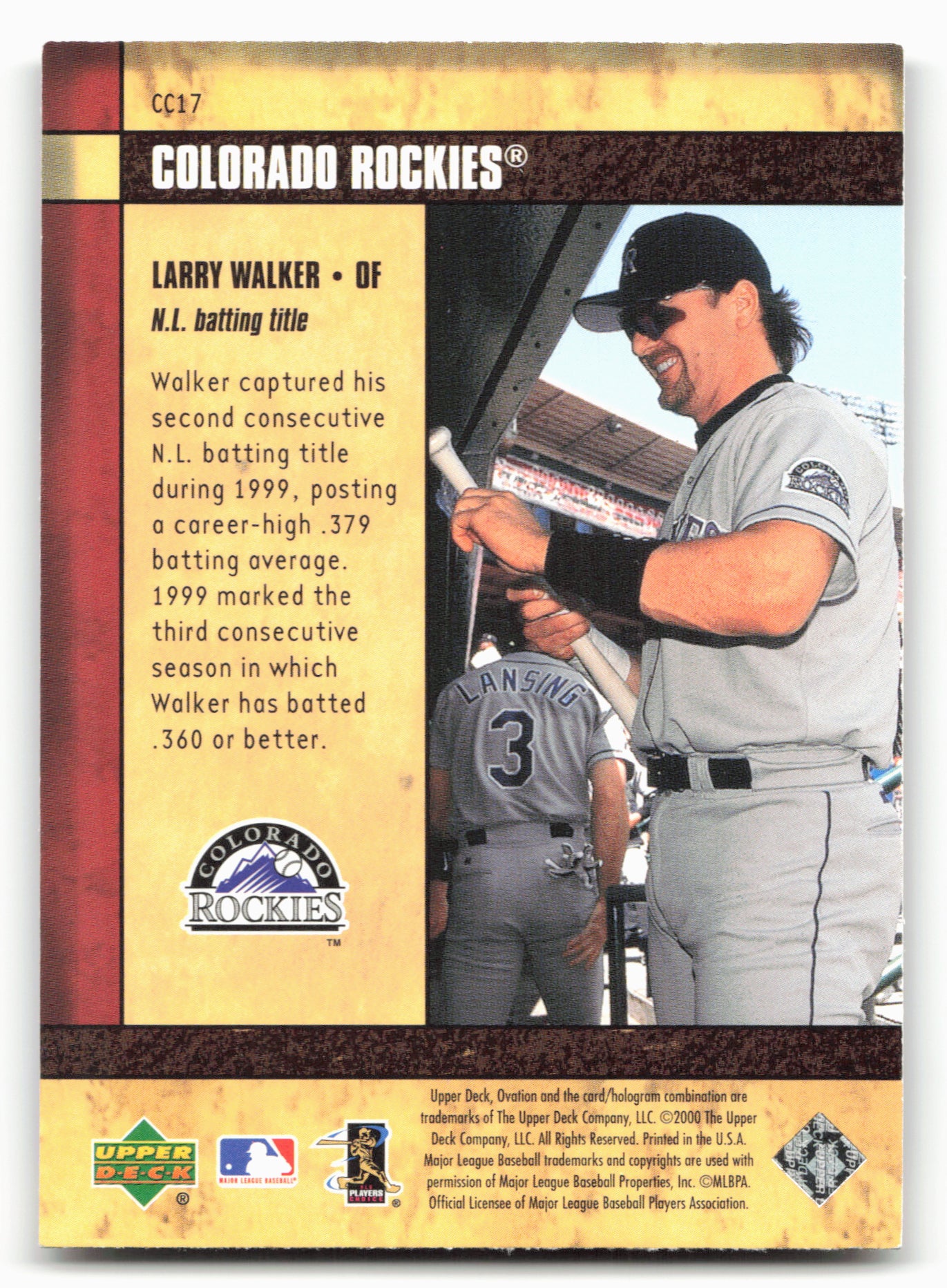 2000 Upper Deck Ovation #CC17 Larry Walker Curtain Calls