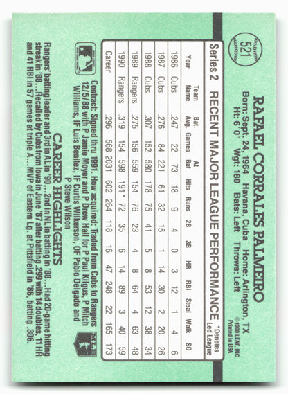 1991 Donruss #521 Rafael Palmeiro