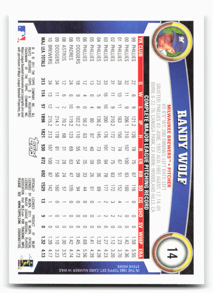 2011 Topps #14 Randy Wolf