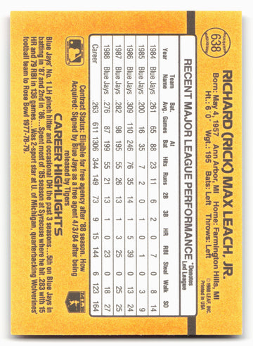 1989 Donruss #638 Rick Leach