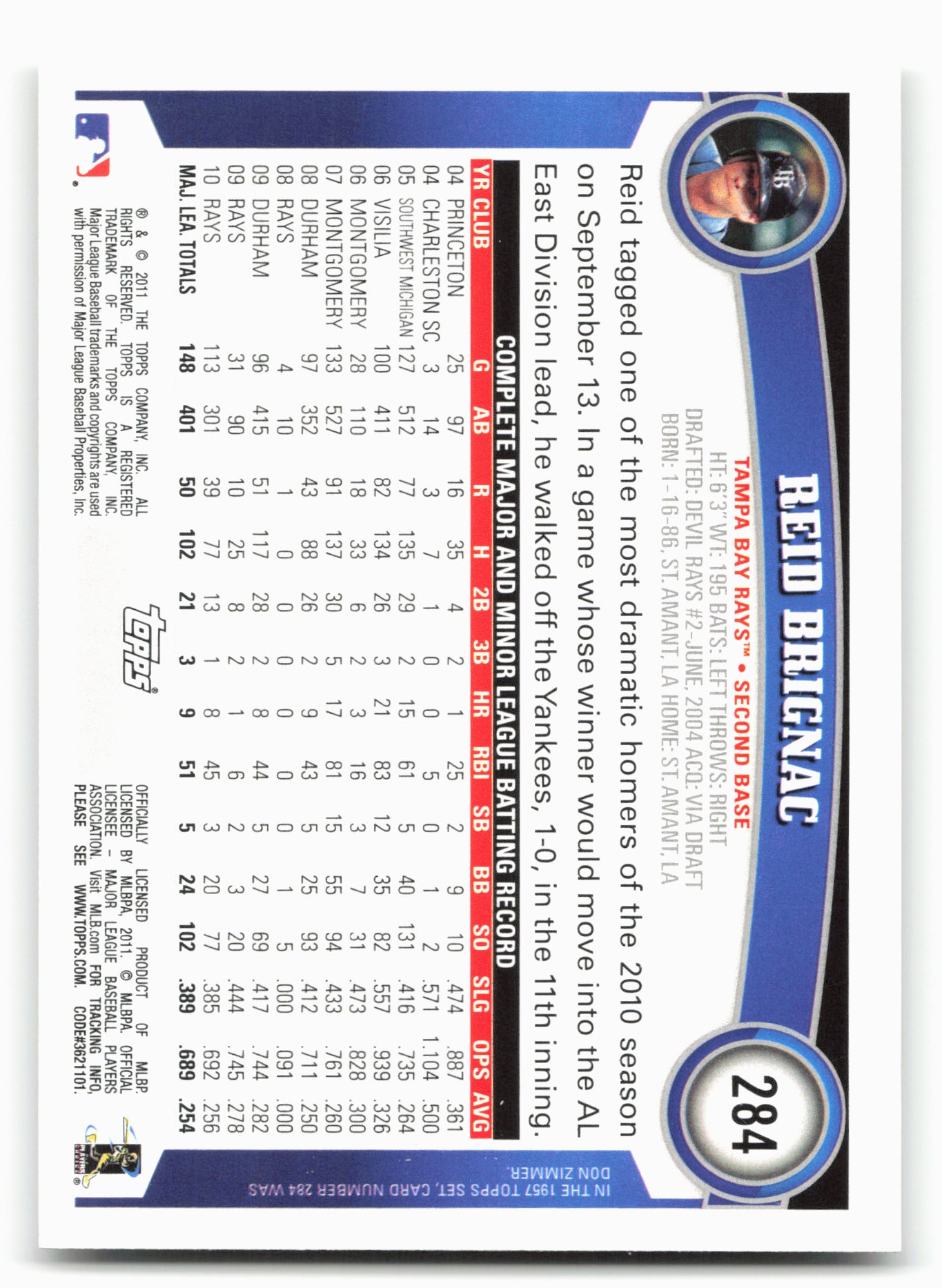2011 Topps #284 Reid Brignac