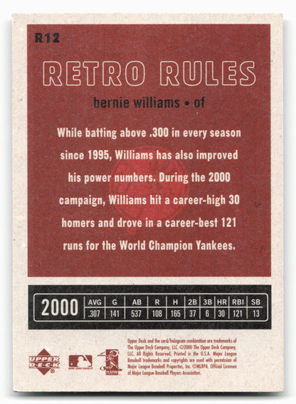 2001 Upper Deck Vintage #R12 Bernie Williams Retro Rules