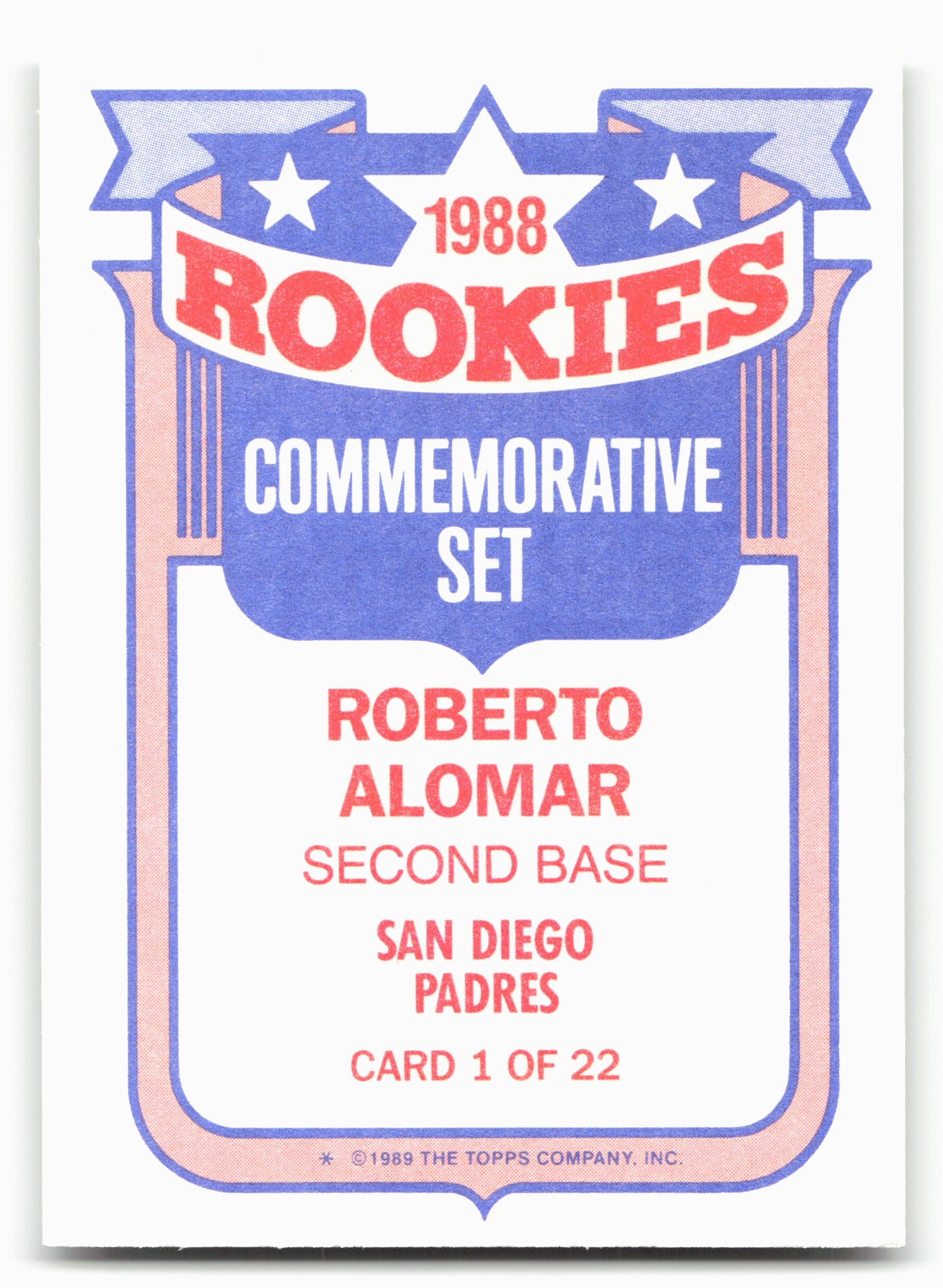 1989 Topps #1a Roberto Alomar Glossy Rookies