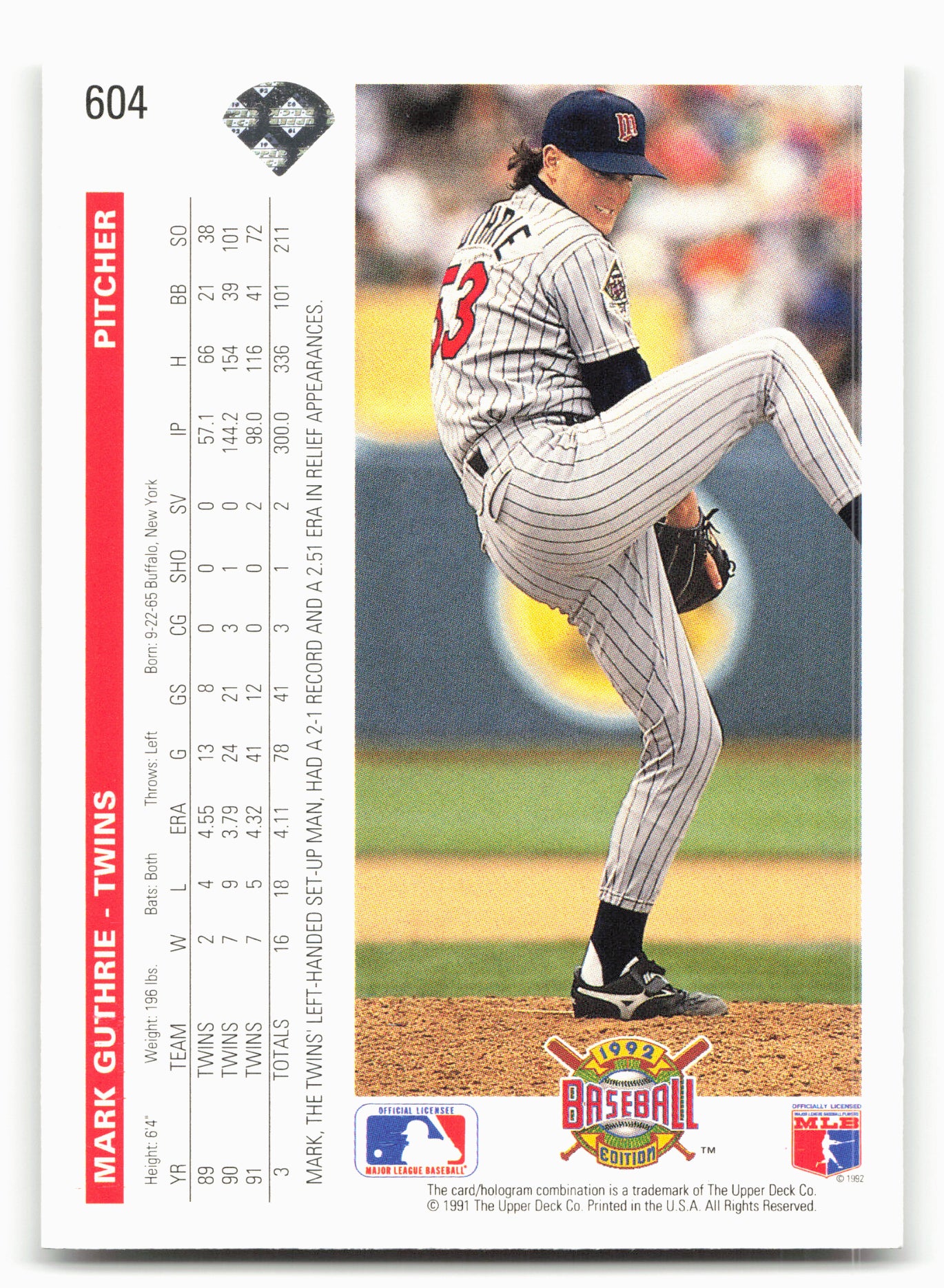 1992 Upper Deck #604 Mark Guthrie
