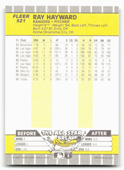 1989 Fleer #521 Ray Hayward