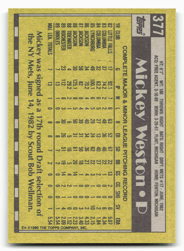 1990 Topps #377 Mickey Weston