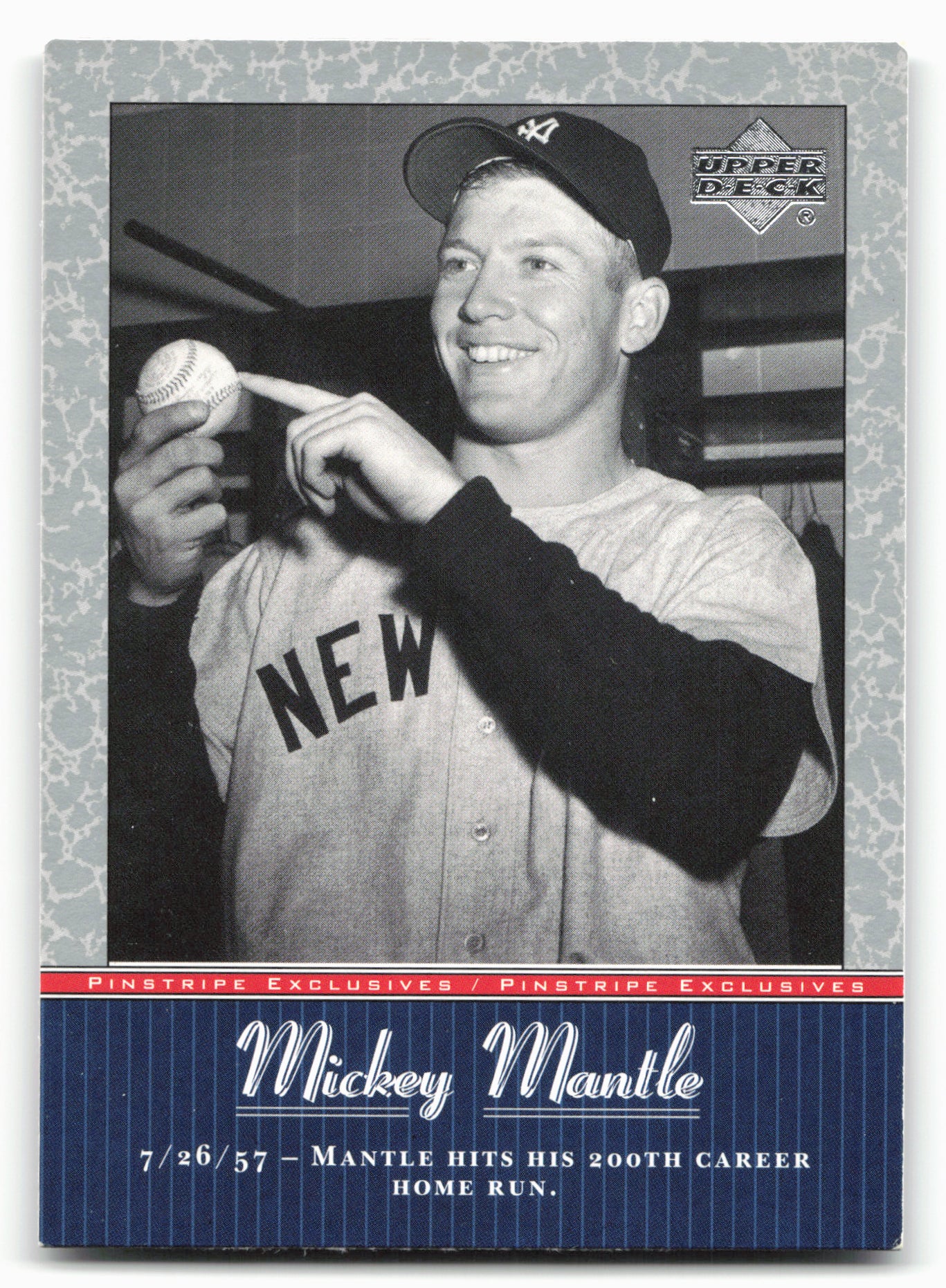 2001 Upper Deck #MM25 Mickey Mantle Pinstripe Exclusives Mickey Mantle