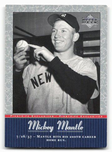 2001 Upper Deck #MM25 Mickey Mantle Pinstripe Exclusives Mickey Mantle