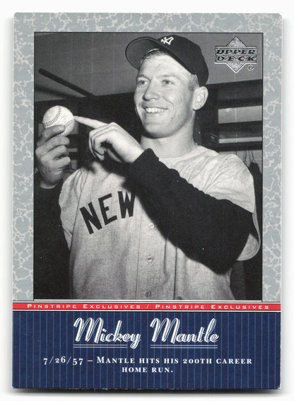 2001 Upper Deck #MM25 Mickey Mantle Pinstripe Exclusives Mickey Mantle