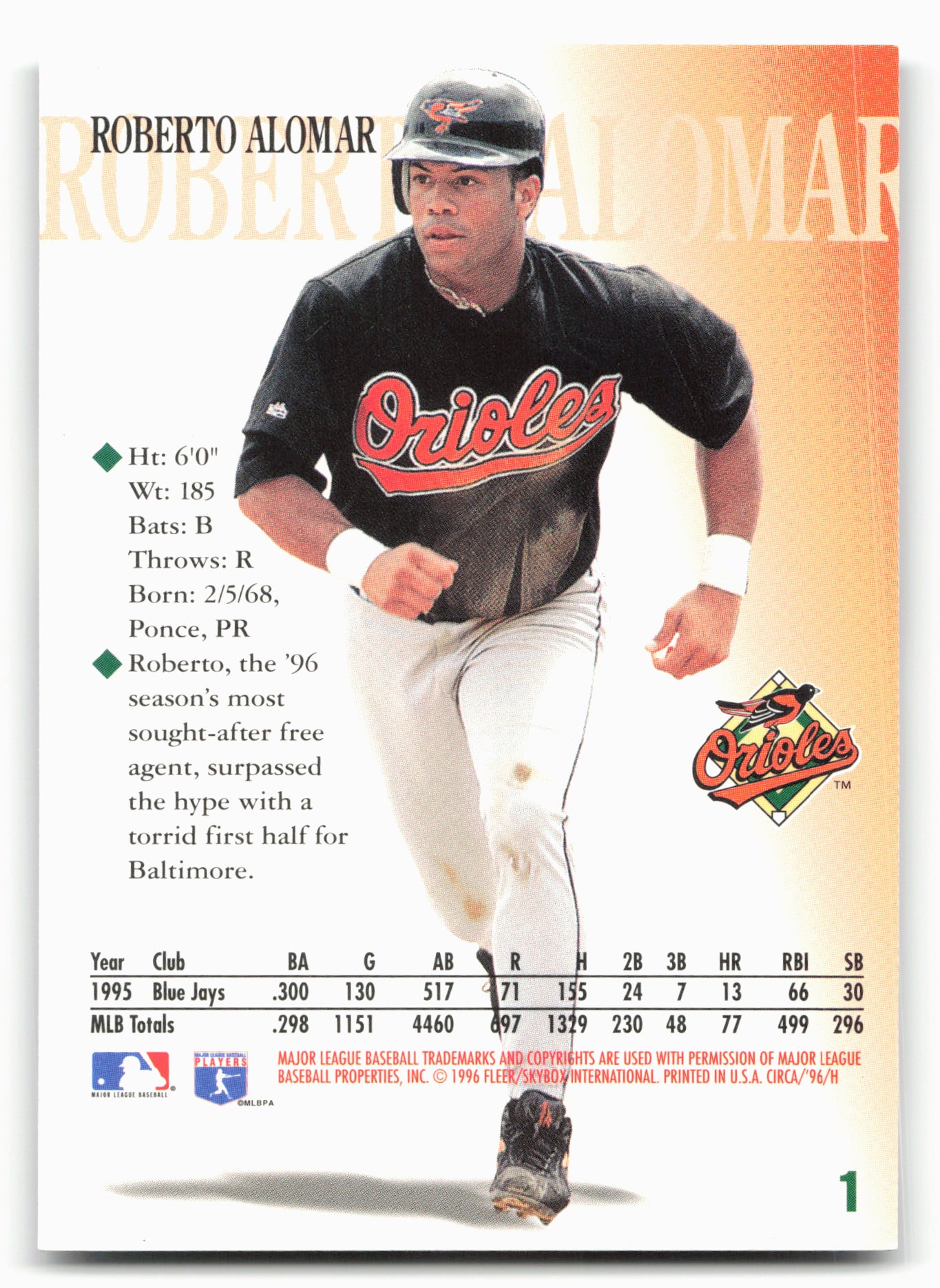 1996 Circa #1 Roberto Alomar