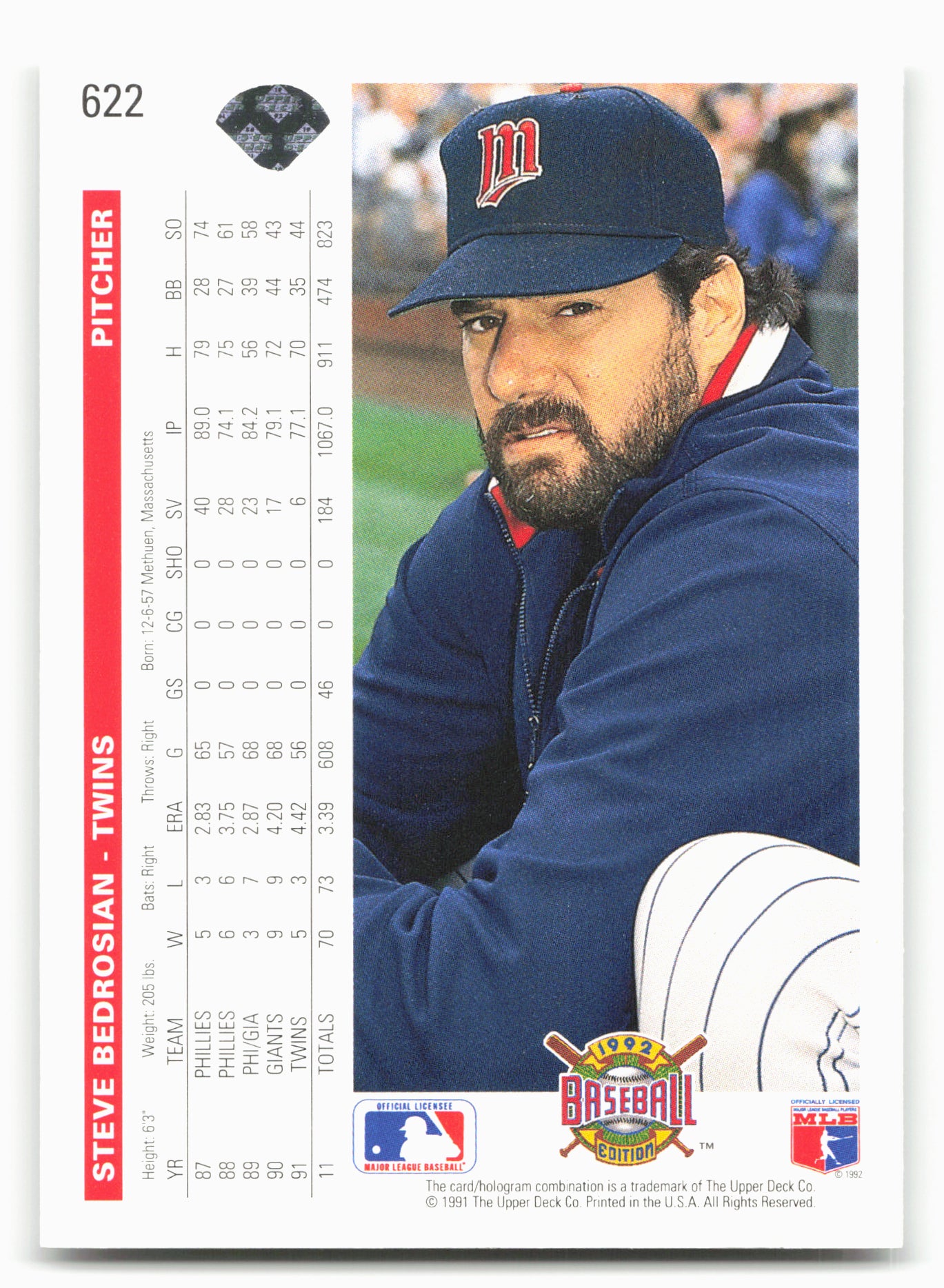1992 Upper Deck #622 Steve Bedrosian