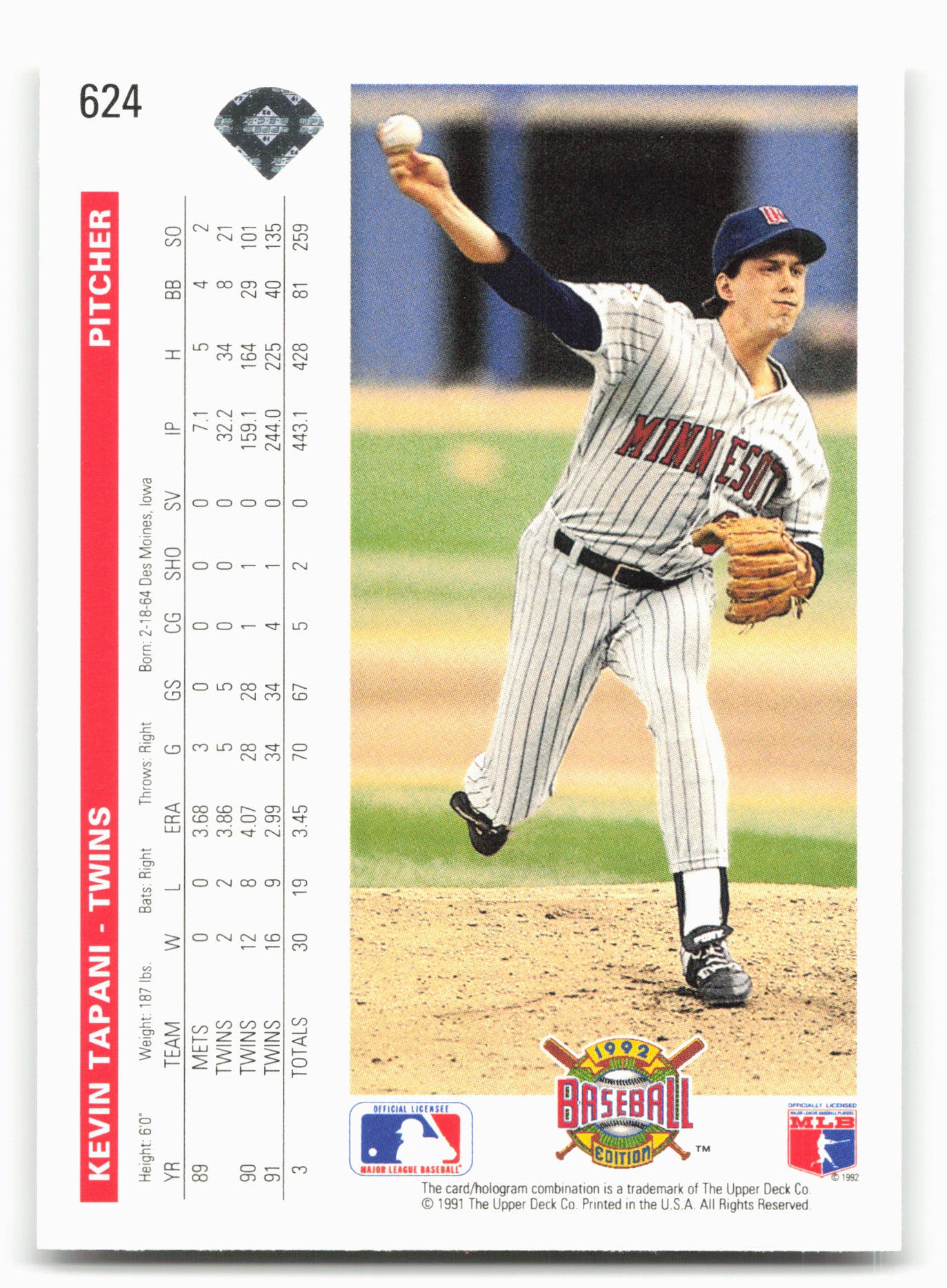 1992 Upper Deck #624 Kevin Tapani
