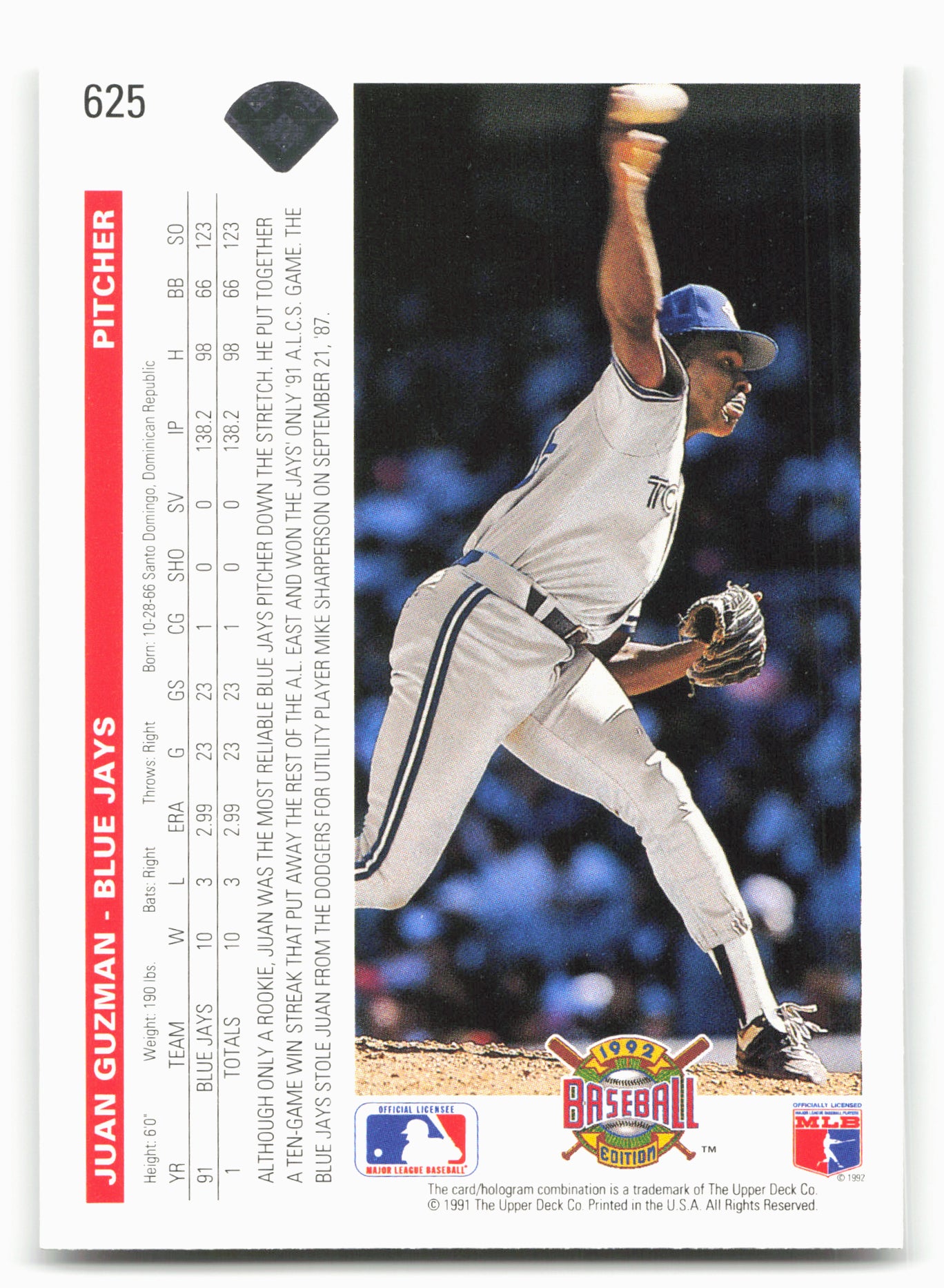 1992 Upper Deck #625 Juan Guzman