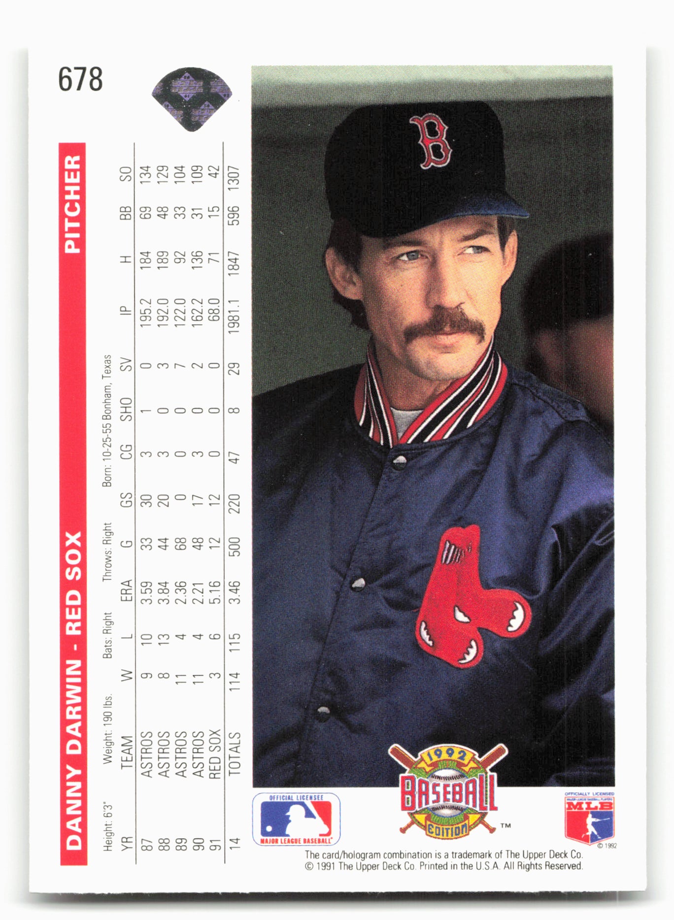1992 Upper Deck #678 Danny Darwin