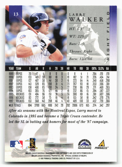 1998 Pinnacle #13 Larry Walker