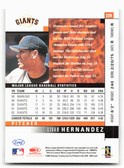 2003 Leaf #239 Livan Hernandez