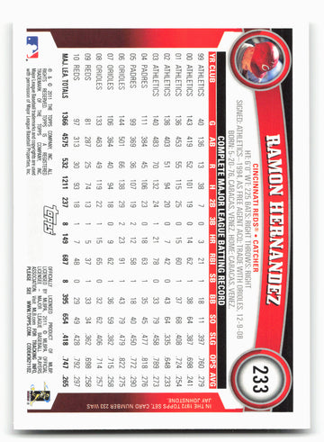 2011 Topps #233 Ramon Hernandez