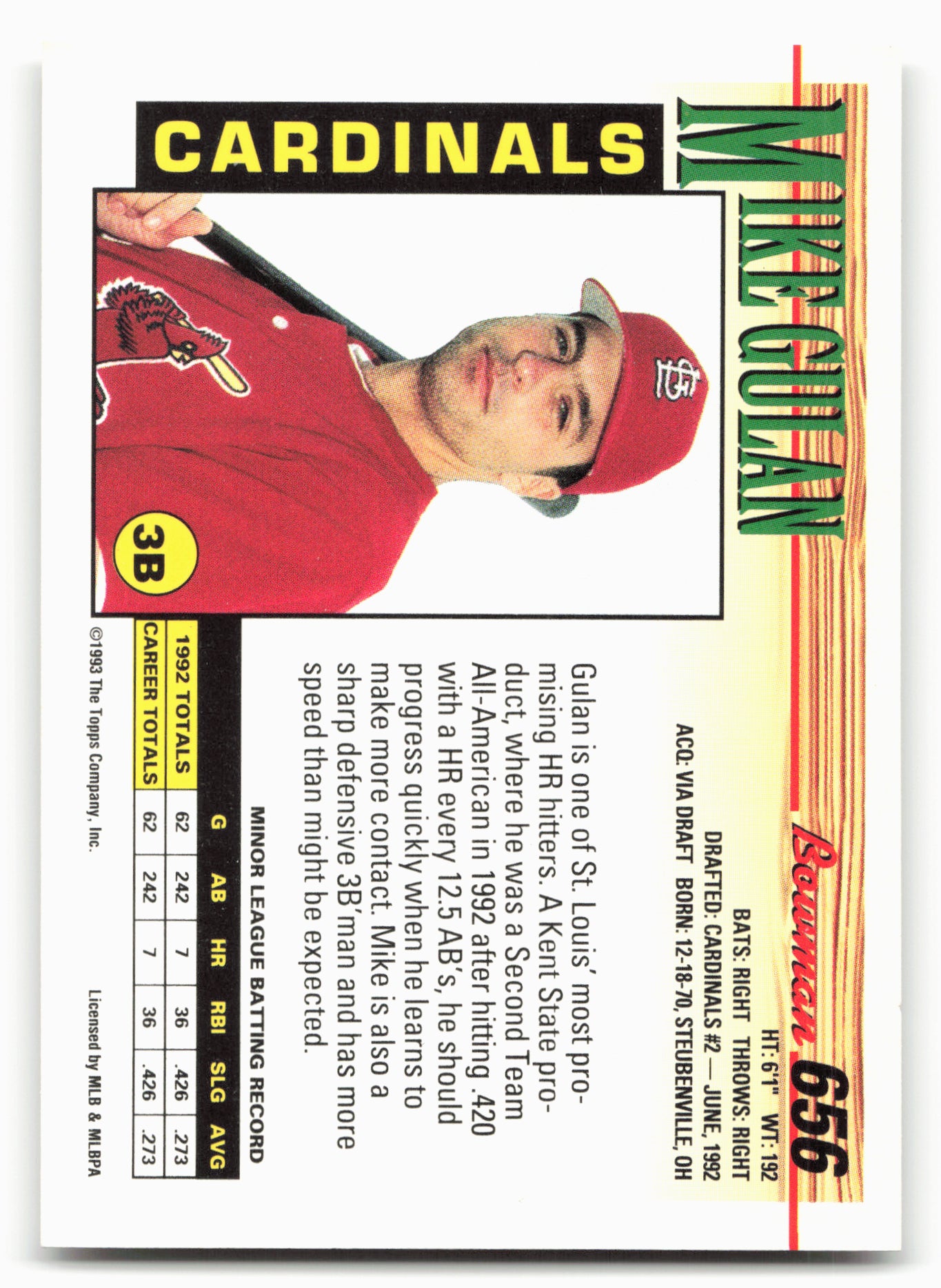 1993 Bowman #656 Mike Gulan