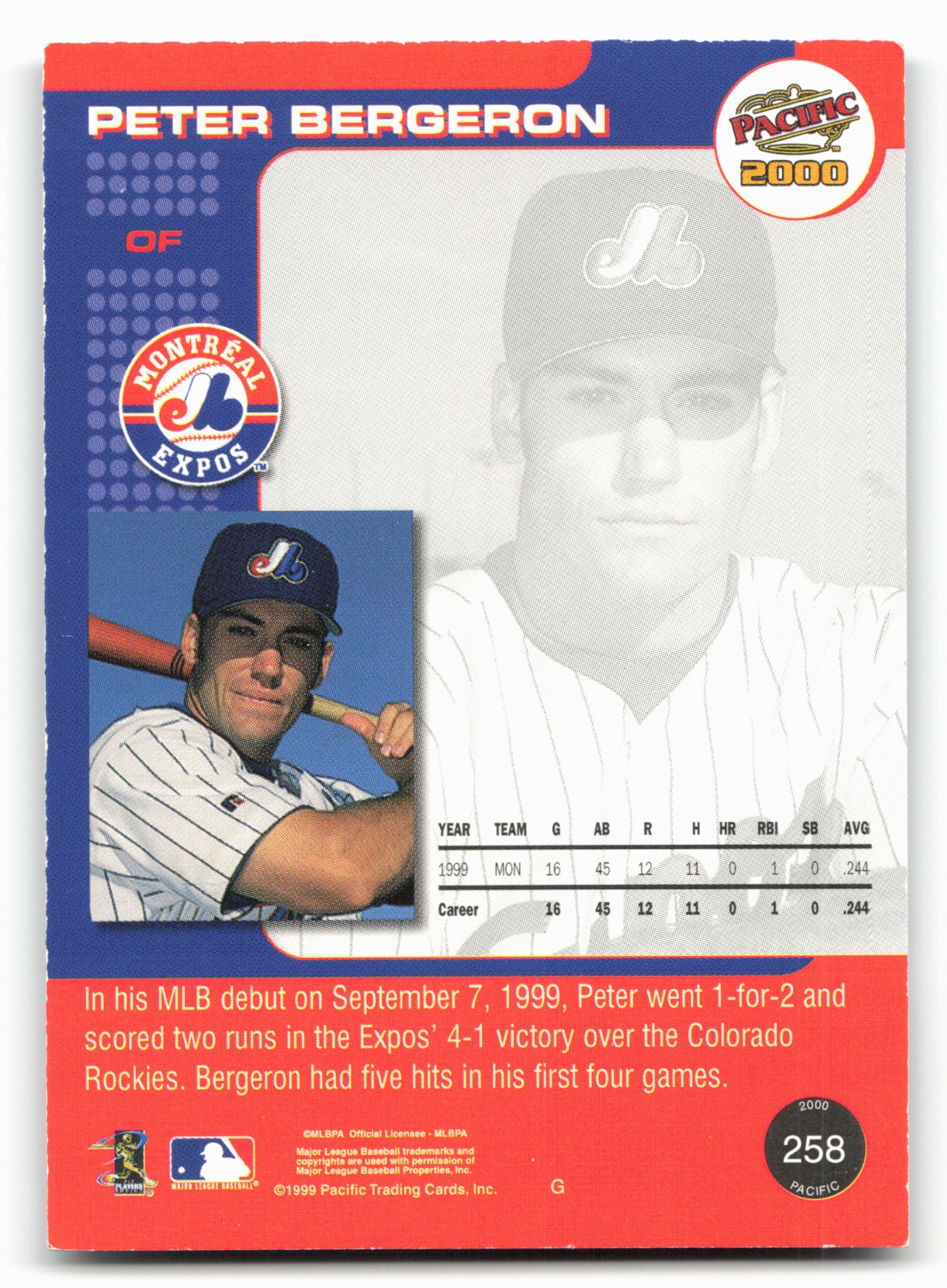 2000 Pacific #258 Peter Bergeron