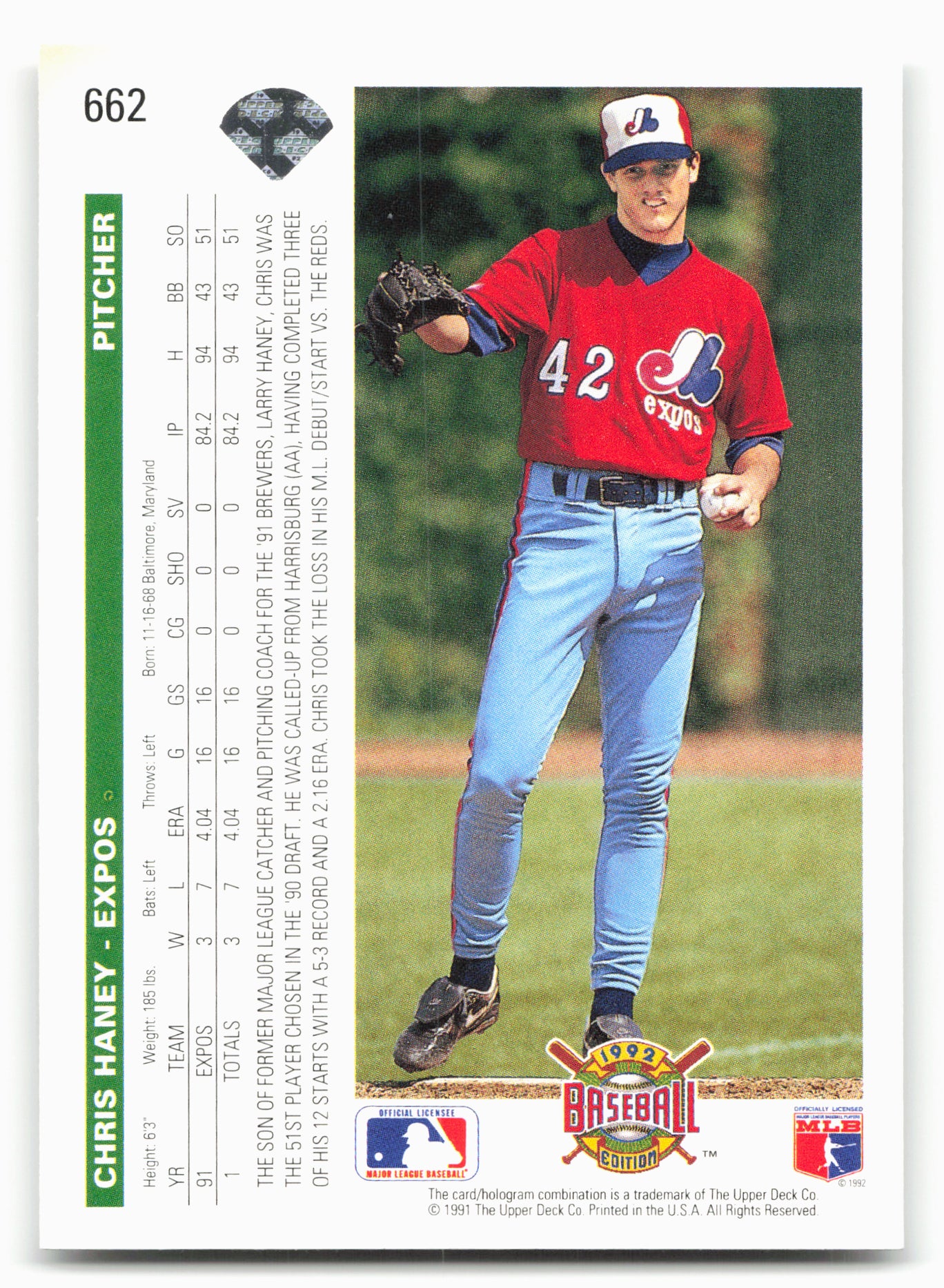 1992 Upper Deck #662 Chris Haney