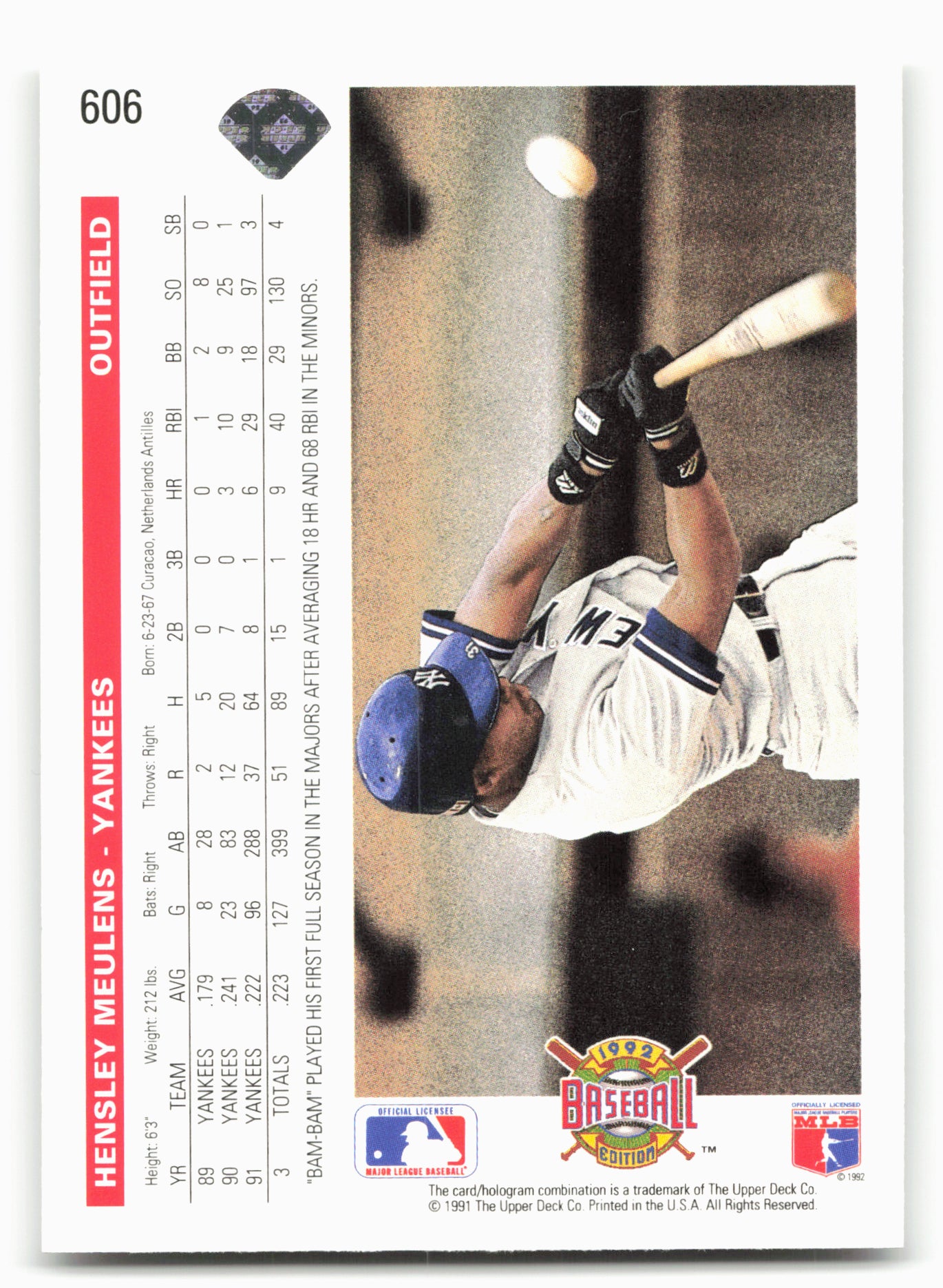 1992 Upper Deck #606 Hensley Meulens