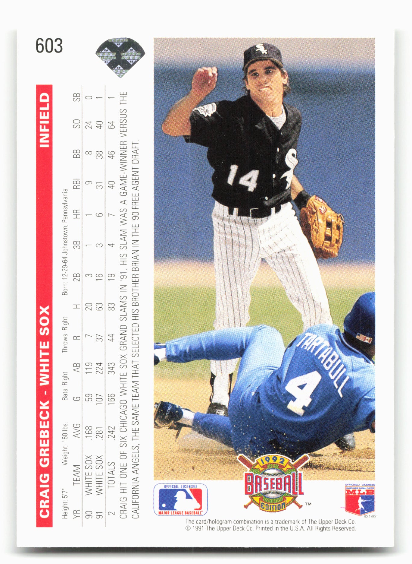 1992 Upper Deck #603 Craig Grebeck