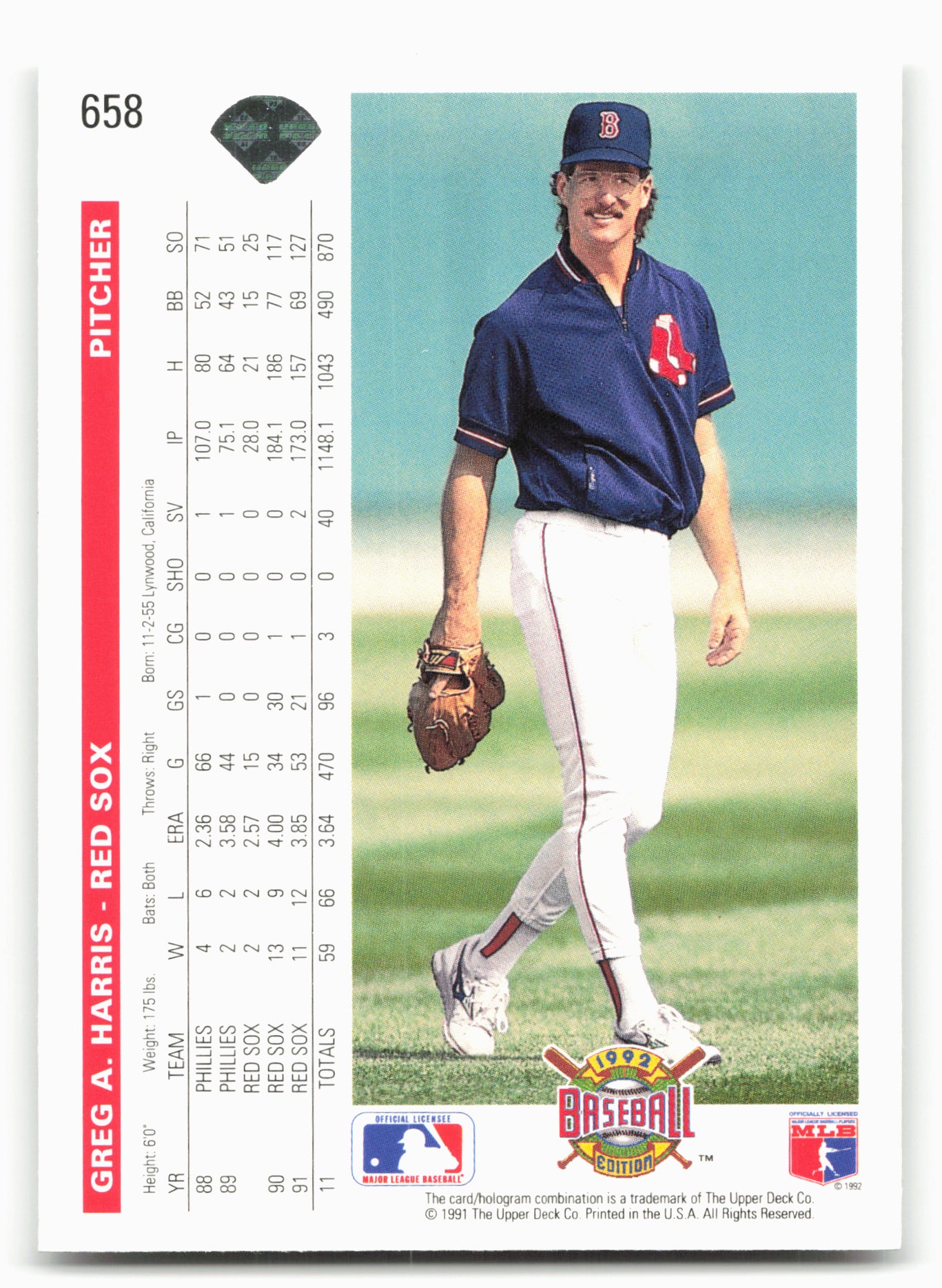 1992 Upper Deck #658 Greg A. Harris