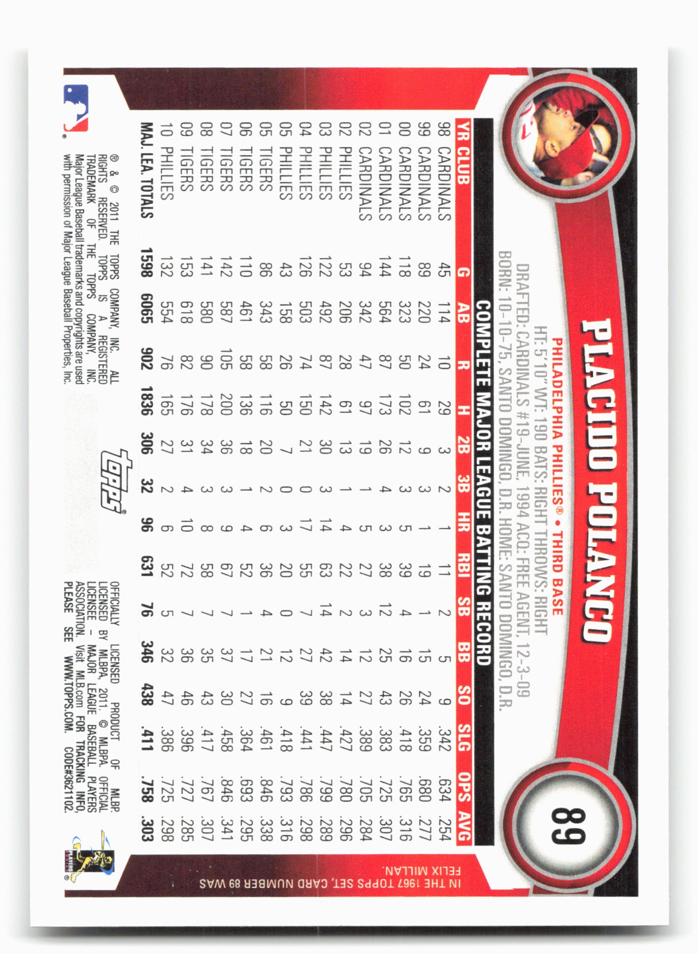 2011 Topps #89 Placido Polanco