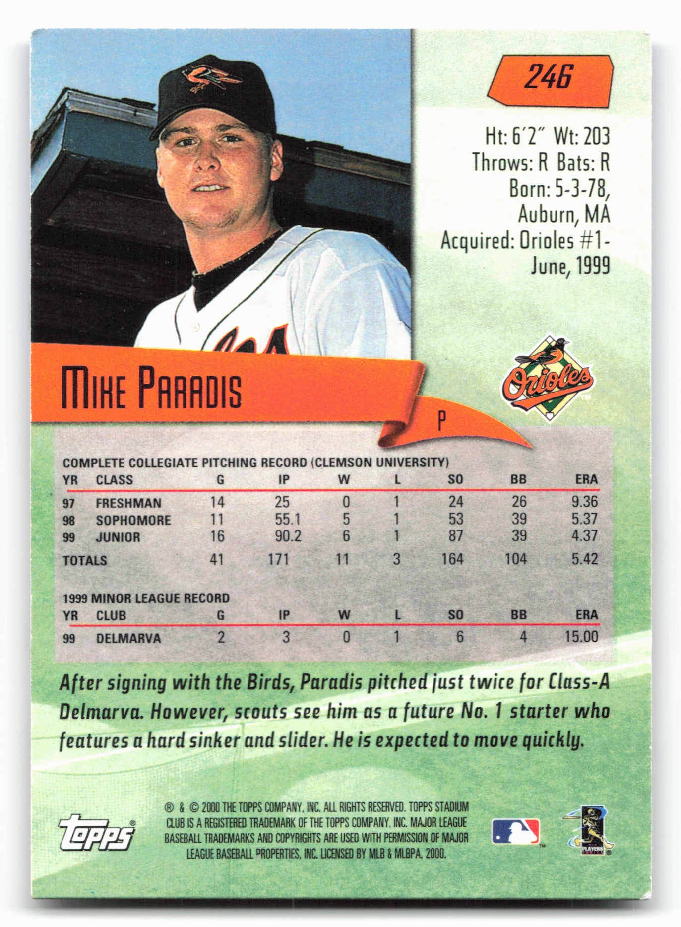 2000 Stadium Club #246 Mike Paradis