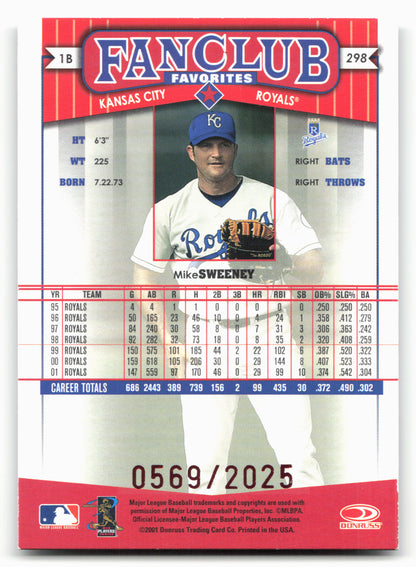2002 Donruss Best of Fan Club #298 Mike Sweeney #/2025