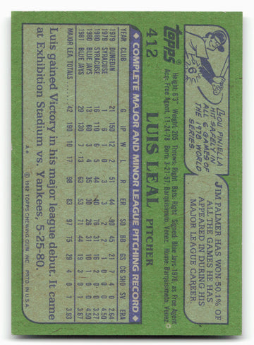1982 Topps #412 Luis Leal