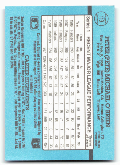 1991 Donruss #119b Pete O'Brien
