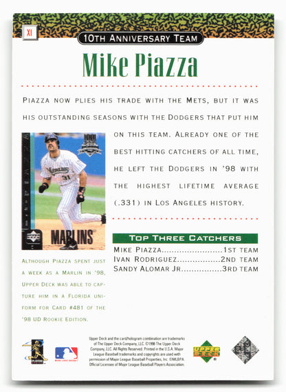 1999 Upper Deck #X1 Mike Piazza 10th Anniversary Team
