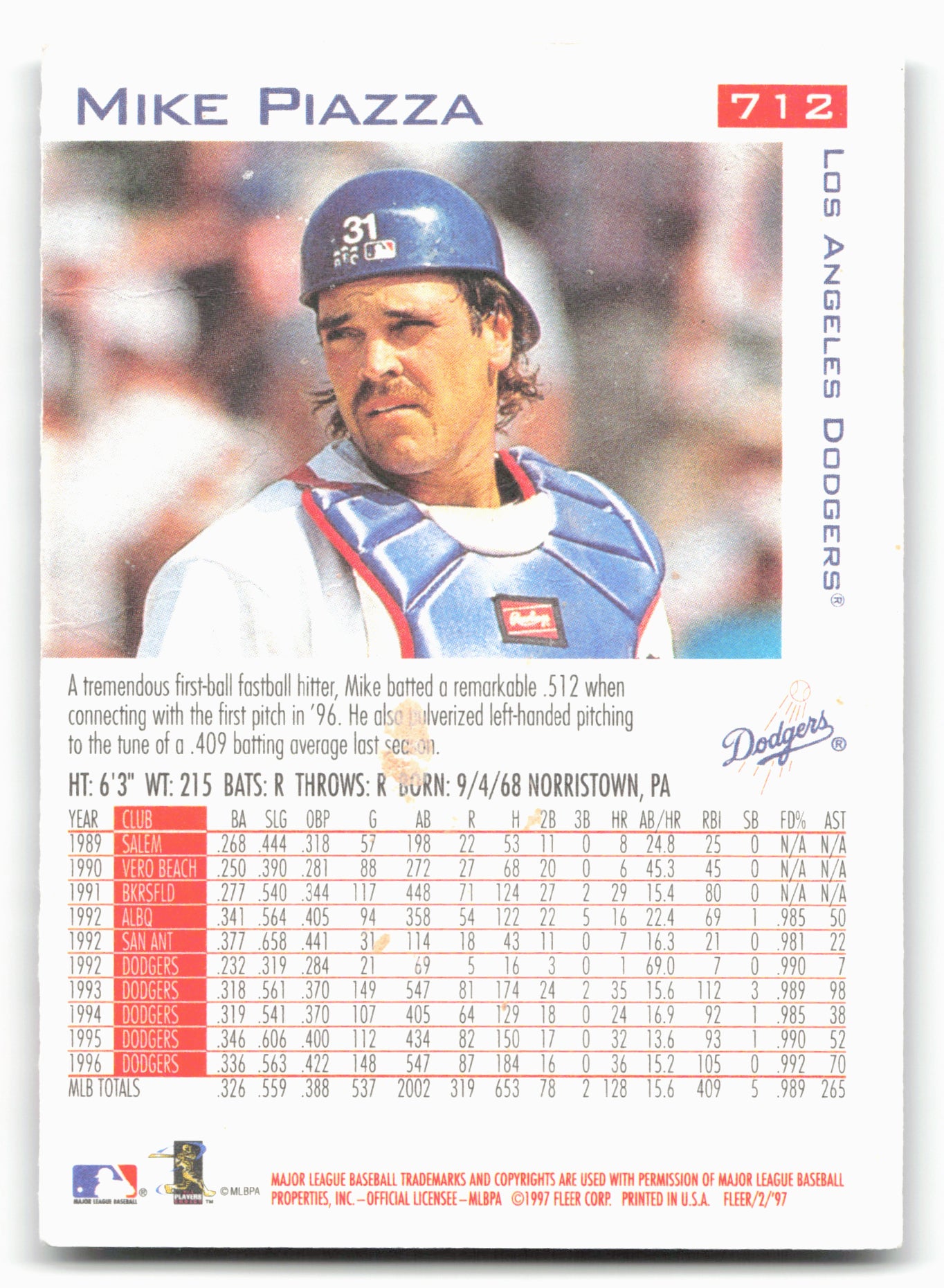 1997 Fleer #712 Mike Piazza